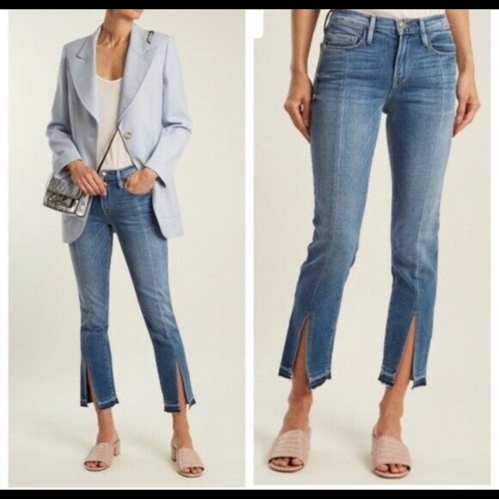 Frame Le nouveau straight split raw hem jeans